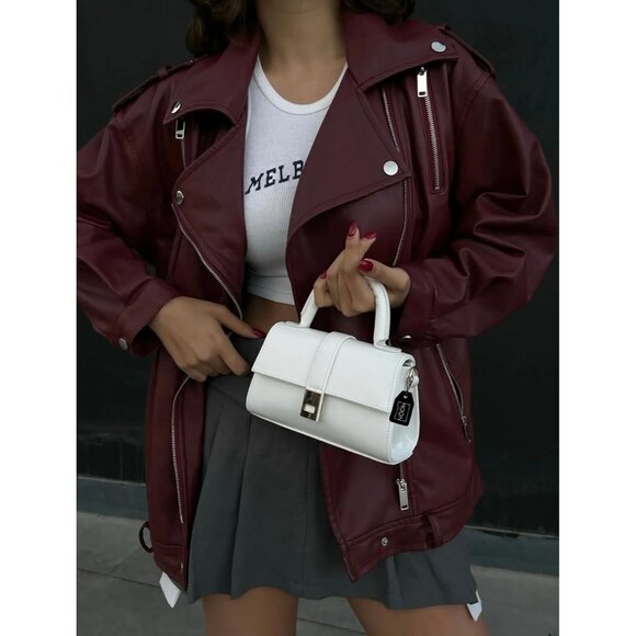 Women's White Small Faux Leather Mini Crossbody Elegant Design Shoulder Bag - Picture 5 of 9